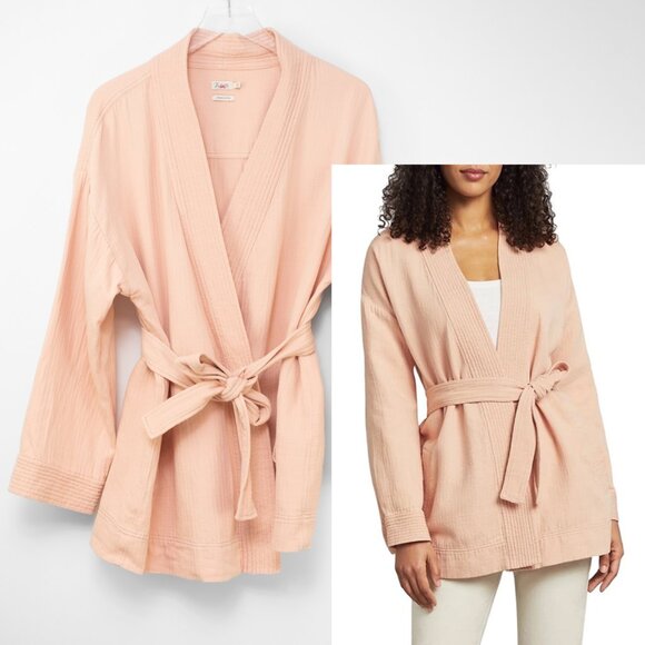 Faherty Hidden Hills Organic Cotton Tie Front Jacket Natural Preppy Size Large - Picture 1 of 7